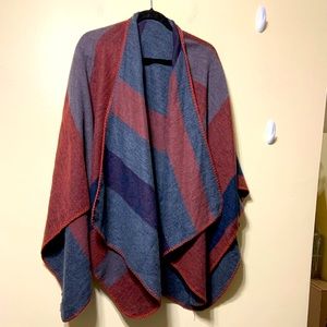 Wine, navy snd gray open  shawl